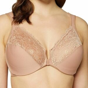 Glamorise Lace Front-Closure Bra - Tan Underwire 46DD